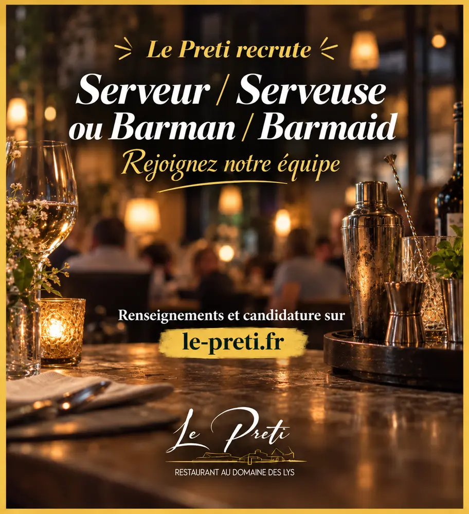 Le preti recrute - serveur / serveuse ou barman / barmaid.